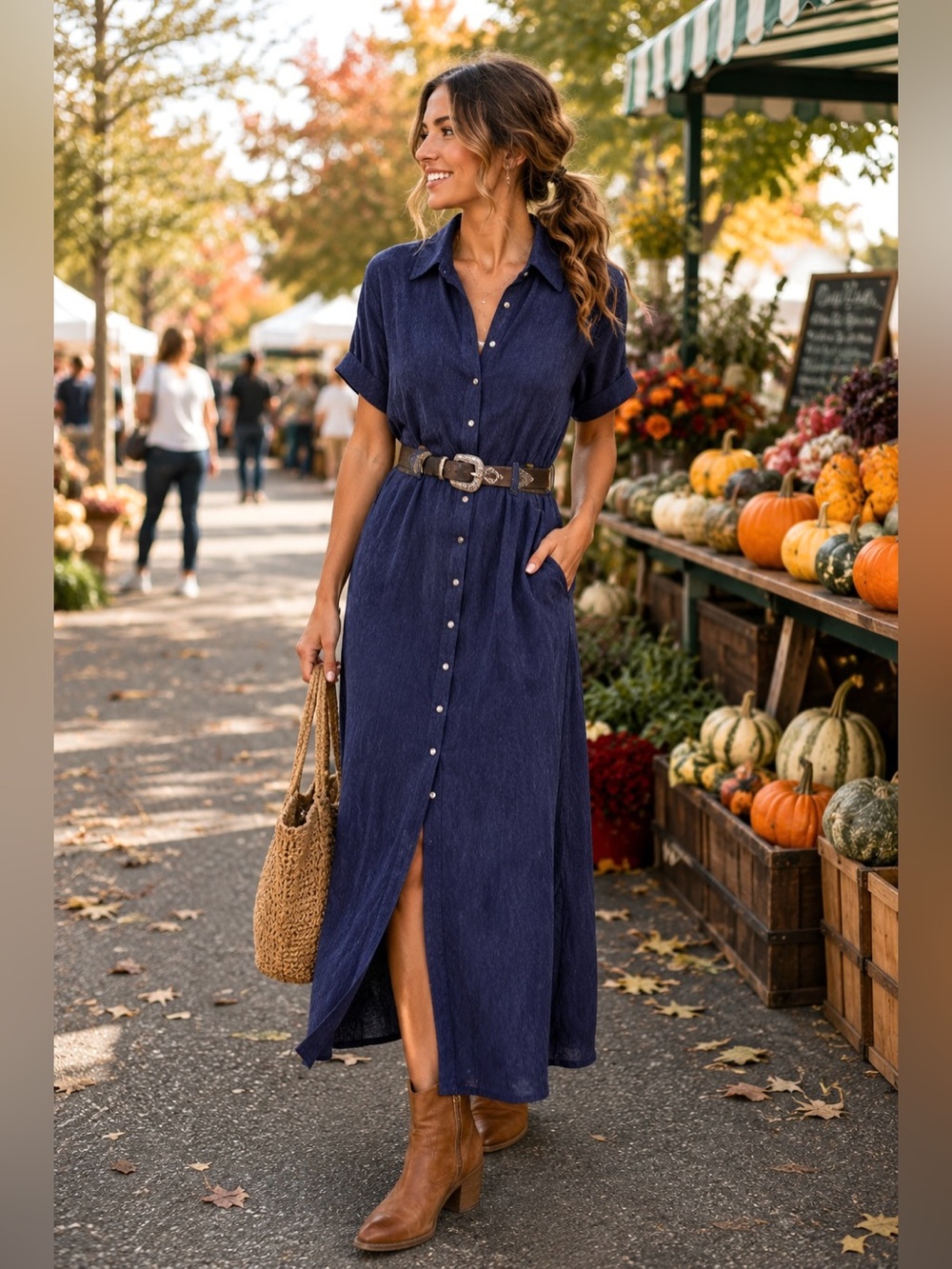 Wild Rose Sport Navy Textured Snap Front Maxi Dress NWT Size 8 Boho